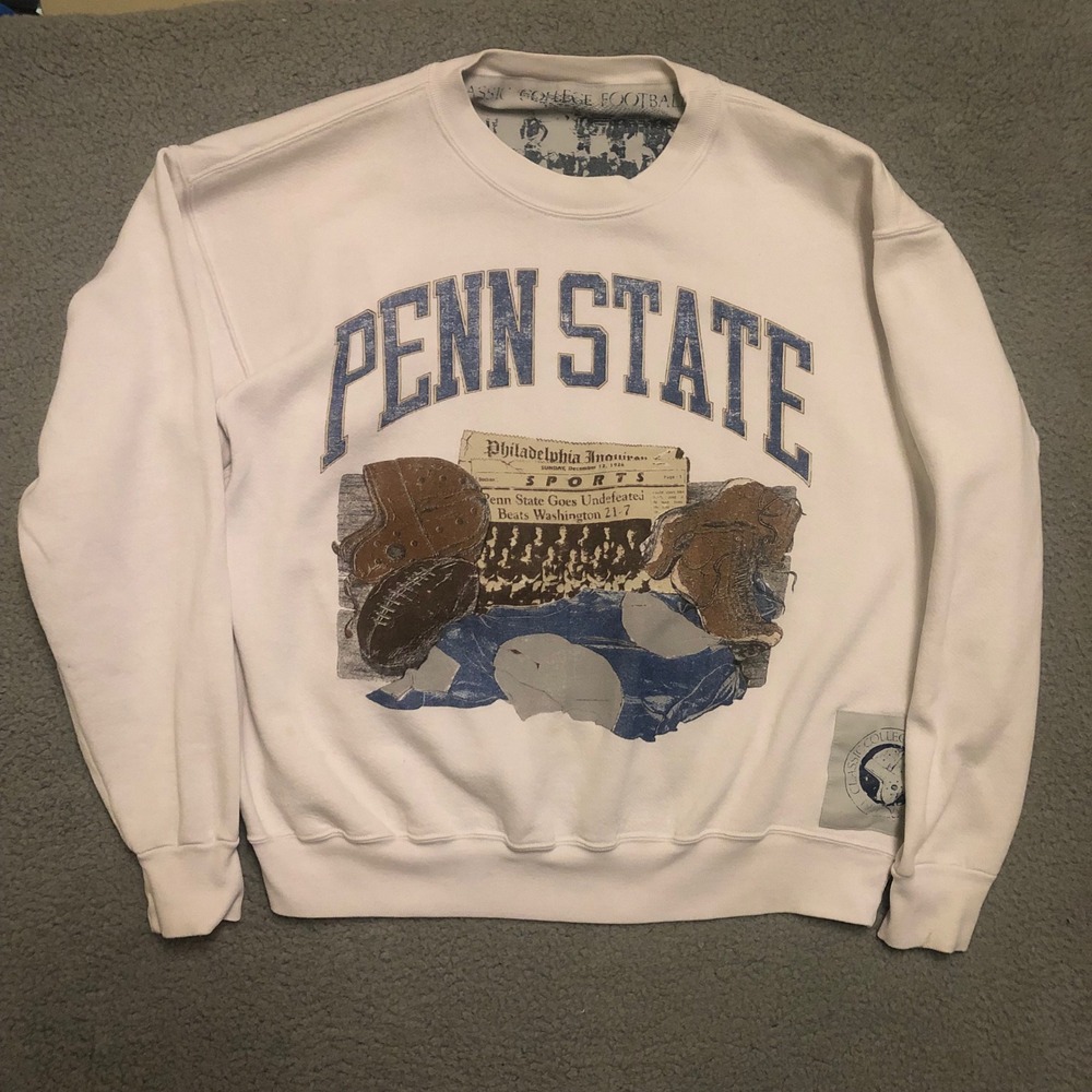 Vtg Style Penn State Nittany Lions White Crewneck Sweatshirt XL Retro Sports